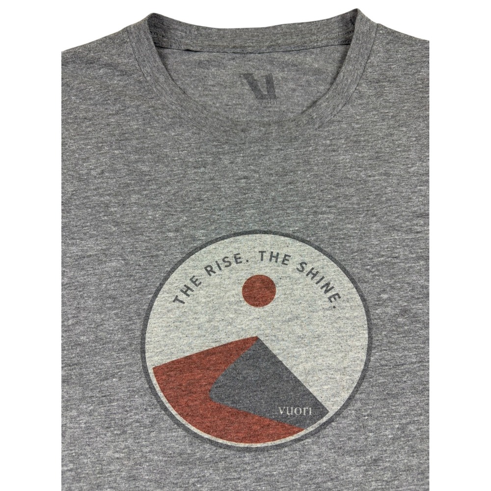 Vuori Mens the Rise The Shine Tee Heather Grey Short Sleeve Crewneck T Shirt M